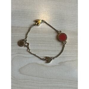 Gold-Tone Bracelet with Red Enamel Disc